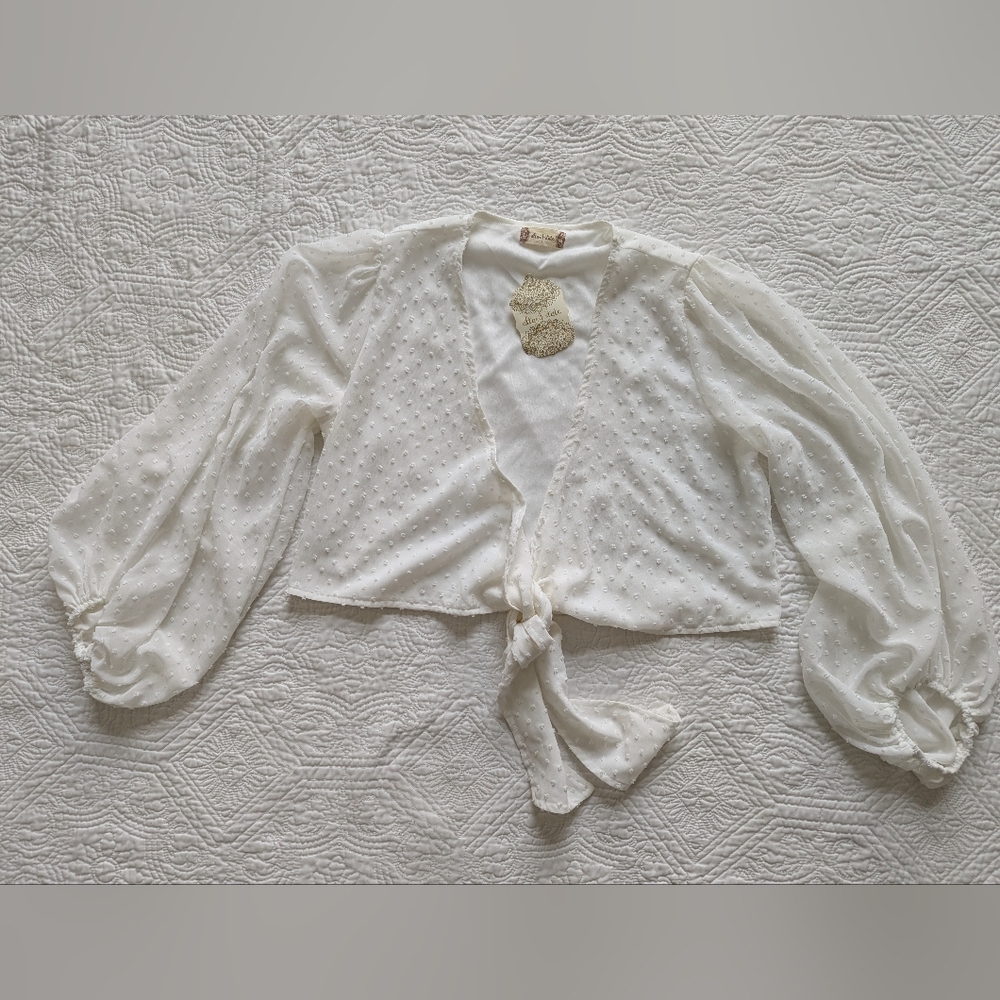 Altar'd State Cream Tie-Front Blouse